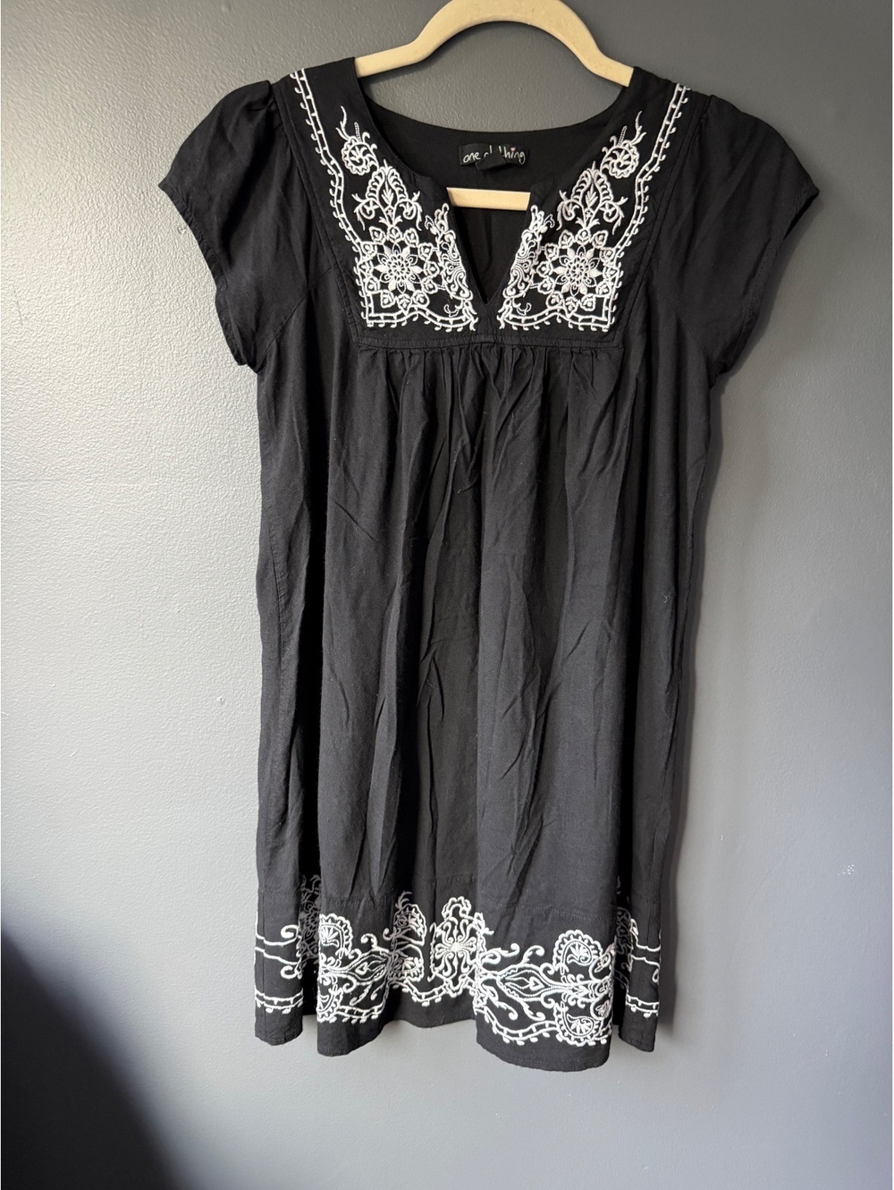 Black Embroidered Bohemian Dress Size Small